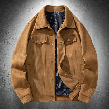 Винтажные куртки, мужские замшевые куртки, пальто для дальнобойщиков, мужская одежда 2023, осень-зима, уличная одежда в стиле ретро, мотоциклетные куртки