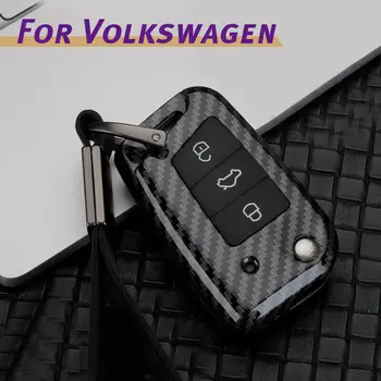 Сплав из Углеродного Волокна Для Volkswagen VW Polo golf7 MK7 Octavia A7 Брелок Флип Чехол Для Дистанционного Ключа Держатель Для Skoda Octavia Kodiaq Fabia