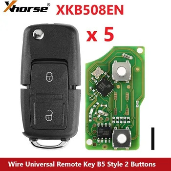 5x Универсальный Дистанционный ключ XHORSE XKB508EN Wire в стиле B5 с 2 Кнопками для инструмента VVDI Key, VVDI2 (Английская версия)