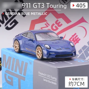 MiniGT 1/64 Литая Под Давлением Модель Автомобиля 911 GT3 Touring GENTIAN BIUE МЕТАЛЛИЧЕСКАЯ Спортивная Машина Игрушка В Подарок Для Мальчиков И Девочек Коллекция Хобби