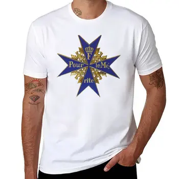 Новое Королевство Пруссия..Pour le Merite, немецкая футболка Blue Max, короткая футболка, мужские футболки из хлопка