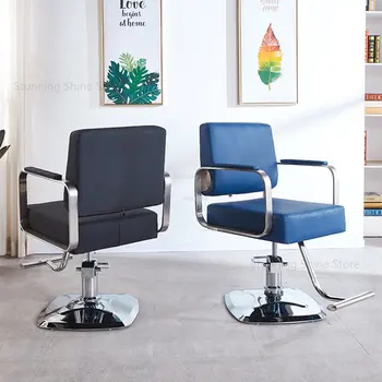 Скандинавские простые парикмахерские кресла Парикмахерский лифт Вращающиеся парикмахерские кресла Легкая роскошная мебель для салона со спинкой Кресло для салона красоты