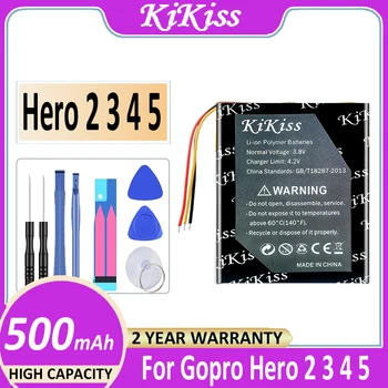 Оригинальный аккумулятор KiKiss 500 мАч для Gopro Hero2 Hero3 Hero4 Hero5 Hero6 Hero7 Hero8 Hero9 Hero 2 3 4 5 6 7 8 9 Digital Bateria