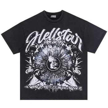 Новая хлопковая футболка с принтом статуи богини Hellstar сезона Весна-лето, высококачественная свободная футболка с короткими рукавами