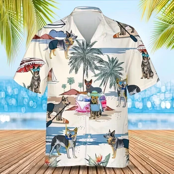 Винтажная пляжная мужская рубашка, новый топ с принтом пальмы, уличная повседневная свободная гавайская рубашка оверсайз с 3D принтом и забавным рисунком