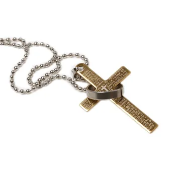 Модный мужской Библейский Крест из титановой стали С подвеской Ожерелье Пары Ювелирные Изделия Подарок