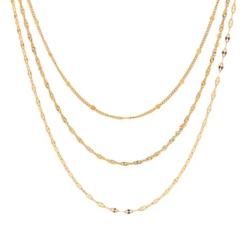 12 шт./лот, простое многослойное ожерелье-цепочка для женщин, титановая сталь, бесцветная