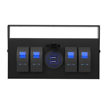Распределительная коробка с кулисой на 4 группы 12 В SPST ВКЛ-ВЫКЛ QC 3.0 USB Зарядное устройство Вольтметр Водонепроницаемая алюминиевая панель с кулисой Ночное свечение