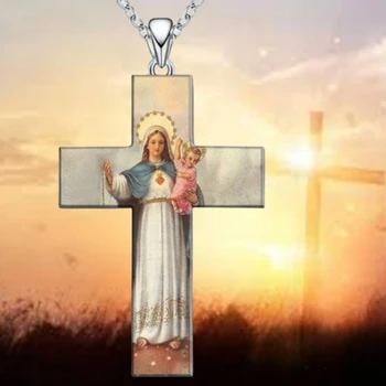 Популярное религиозное ожерелье с крестом Девы Марии и Младенца Иисуса, женские роскошные банкетные христианские религиозные аксессуары для старейшин семьи