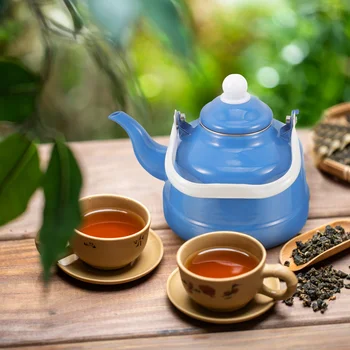 Ручка Ручной чайник для приготовления чая с эмалью, Переносной чайник для заваривания чая, крышка для кастрюли, Удобный контейнер для воды с утолщением