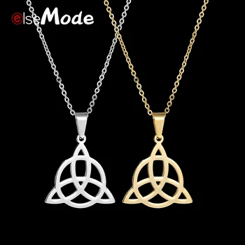 ELSEMODE Модные ожерелья с треугольным узлом Celtics Золотого цвета, Титан, нержавеющая сталь, Ирландия, Счастливые украшения для мужчин и женщин
