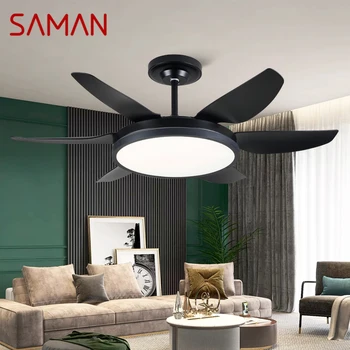 Светильник SAMAN Fan в скандинавском стиле, светодиодный потолочный вентилятор, Современный минималистичный ресторан, гостиная, спальня, коммерческий электрический вентилятор