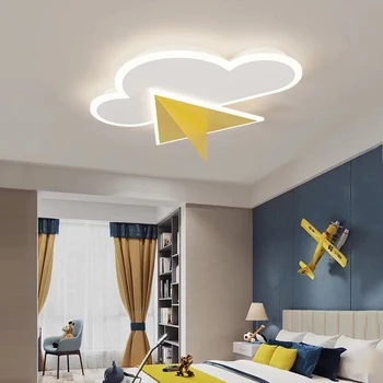 Светодиодный потолочный светильник с мультяшным самолетом для детей, Детская комната, Кабинет, спальня, Детская комната, Потолочная люстра в виде Голубого облака