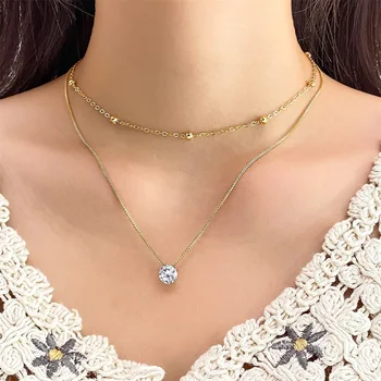 FNIO 2023 Новое двухслойное хрустальное ожерелье для женщин, Элегантная цепочка для ключиц, подарок на День Рождения