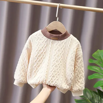 Детский Плюшевый свитер, детский утолщенный топ для мальчиков и девочек, весна, осень и зима, Корейская версия, детская нижняя рубашка