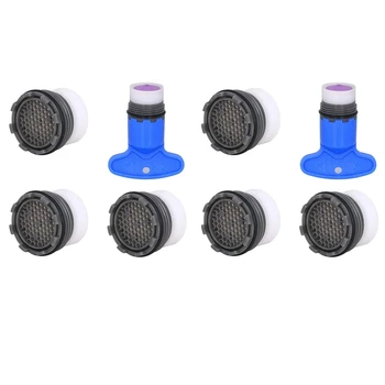 2 комплекта запасных частей для крана 1,2GPM, вставной фильтр, ограничитель аэратора, 18,5 мм, (синий + черный)