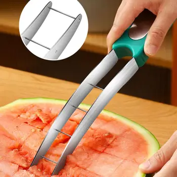 Нож для нарезки арбуза, Противоскользящая ручка из пищевой нержавеющей стали 304, безопасный нож для нарезки фруктов, режущий инструмент, кухонные гаджеты