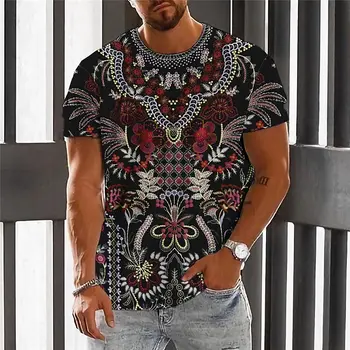 Мужская футболка с принтом национального костюма, летние повседневные топы в этническом стиле с коротким рукавом, модная мужская дизайнерская одежда в стиле ретро