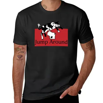 Футболка с изображением пятнистой коровы, прыгающей по кругу, летняя одежда, футболки, короткие футболки для мужчин