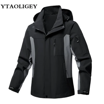 YTAOLIGEY Мужское пальто с капюшоном Спортивные повседневные водонепроницаемые ветрозащитные куртки для кемпинга на природе, рыбалки, тактическая куртка, верхняя одежда, одежда
