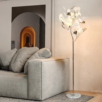 Скандинавский диван, прикроватные тумбочки для спальни, торшеры, украшение магазина одежды, креативные светильники в виде листьев гинкго для гостиной G9 LED