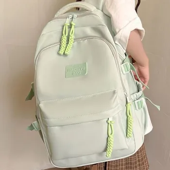 Школьная сумка для студенток колледжа с очень простым однотонным нейлоновым рюкзаком, водонепроницаемым дорожным рюкзаком, сумкой для книг для девочек