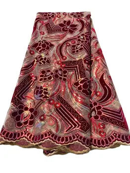 Новейший Роскошный Мягкий тюль с вышивкой, бархатное кружево с блестками, ткань для вечернего платья для вечеринки NN7738_V