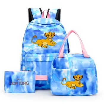 3шт. Красочный рюкзак Disney The Lion King Simba, повседневные школьные сумки для студентов-подростков с наборами пакетов для ланча