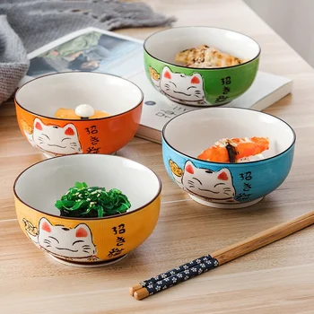 Tigela japonesa redonda de cerâmica de vários tamanhos, tigela japonesa de sopa de macarrão para restaurante, casa, porcelana