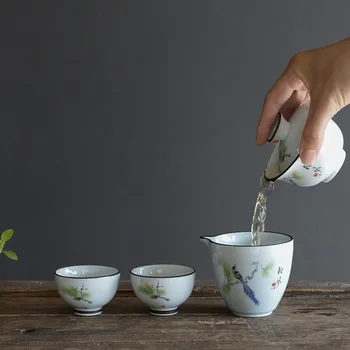 Чайный сервиз посуда чайник керамические гайваньские чайные чашки китайский чайный сервиз горшок портативный дорожный чайный сервиз сумка C23