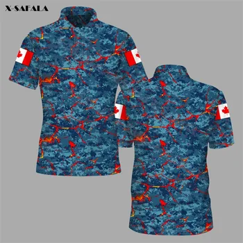 Канадский камуфляжный флаг ветеранов ВВС Канады с 3D принтом, воротник мужской рубашки поло, повседневные футболки с коротким рукавом, Антиусадочные топы Высокого качества
