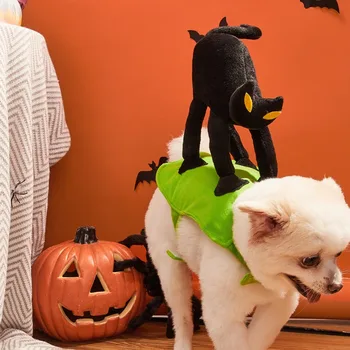 Костюмы для домашних животных На Хэллоуин Маленькая и средняя собака, домашнее животное, Черная кошка, забавное переодевание в кошку, Праздничная нарядная одежда, костюмы для домашних животных