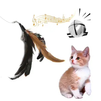 В 1 Интерактивные игрушки для кошек с перьями, Удочка для домашних кошек, Выдвижные перья, Забавный кошачий шест, Пять сменных головных инструментов