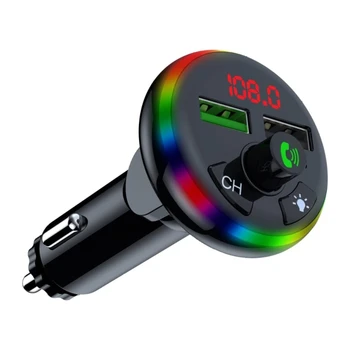 Автомобильный адаптер AUX Colorful Lights, беспроводной аудиоприемник, громкая связь, FM-передатчик D7WD