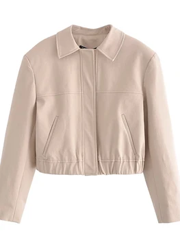 Женская куртка-бомбер, осенняя бейсбольная куртка, базовое пальто, женская мода, уличная одежда с карманами, короткие пальто, топ с длинным рукавом